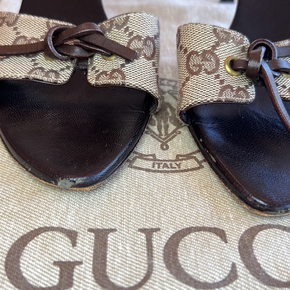Vintage Gucci Brown Heeled Slides - Picture 4 of 7